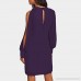 Alangbudu Women's Summer Cold Shoulder Ruffle Sleeve Loose Stretch Tops Tunic Blouse Shirt midi Dress Purple B07N6K74QH